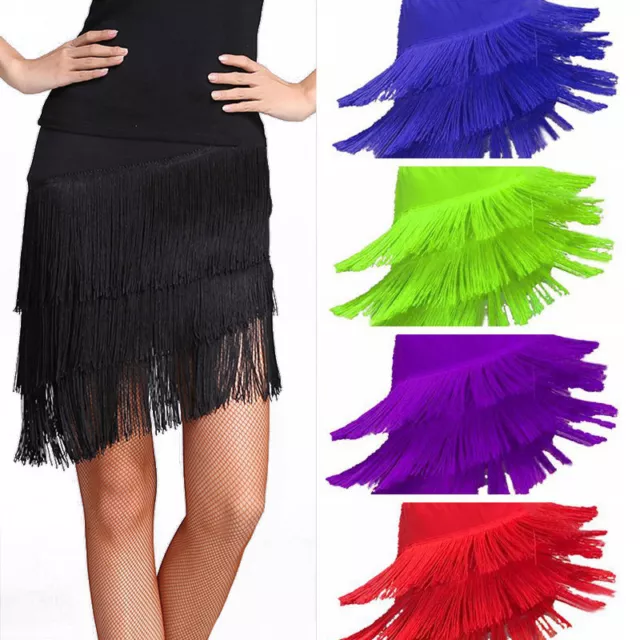 Lady Latin Tassel Fringe Skirt Dancewear Samba Salsa Dance Dress Ballroom Modern
