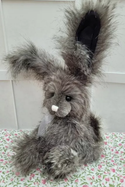New Tagged Rare Retired DUSK Charlie Bear Soft Plush Grey Bunny Rabbit / 31cm 2