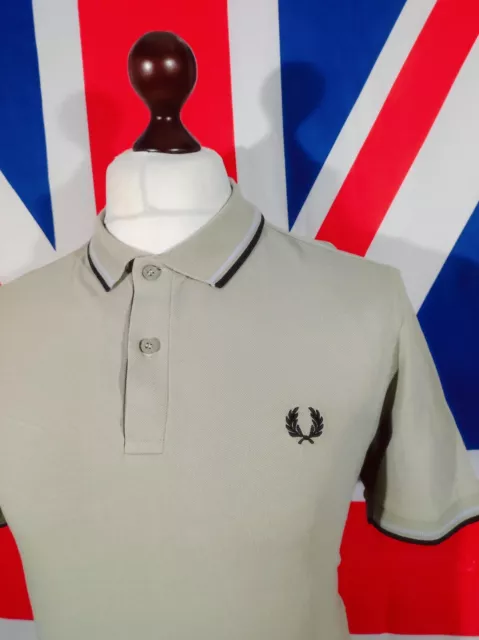 Fred Perry Twin Tipped Polo - L - Khaki - Mod Casuals 60's