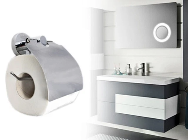Porte Papier Toilette Mural Avec Étagère Téléphone - Acier Inox 304 - Fixation Adhésive Ou Vis - Blanc