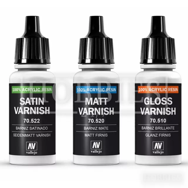 Vallejo Varnish Gloss Matt Satin Acrylic Resin Model Airbrush Paint 17ml Bottle
