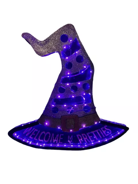 Members Mark 32" PRE-LIT LED 150 Purple Chasing LIGHTS HALLOWEEN DECOR WITCH HAT