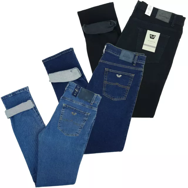 Jeans da Uomo Regular Fit Elasticizzati a Vita Alta 5 Tasche WAMPUM 54 56 58 60