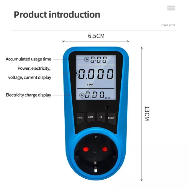 Tester di energia elettrica Wattmetro Voltmetro Misuratore di corrente digitale