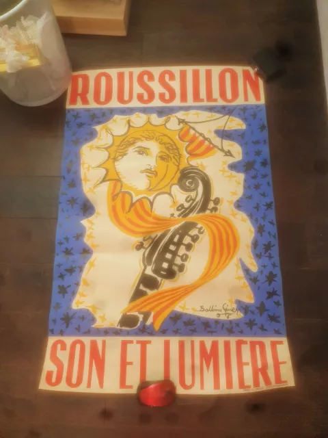 affiche litho ROUSSILLON son et lumiere 1958 signee BALBINO GINER