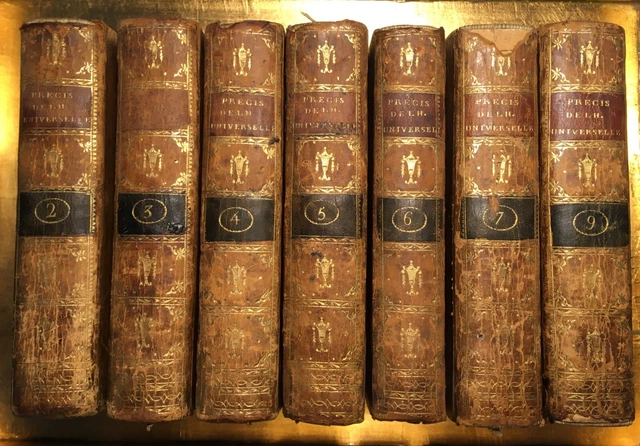 Livre Ancien 1805 - Précis Histoire Universelle (4 Vol.) - Reliure Plein Veau Doré - Occasion