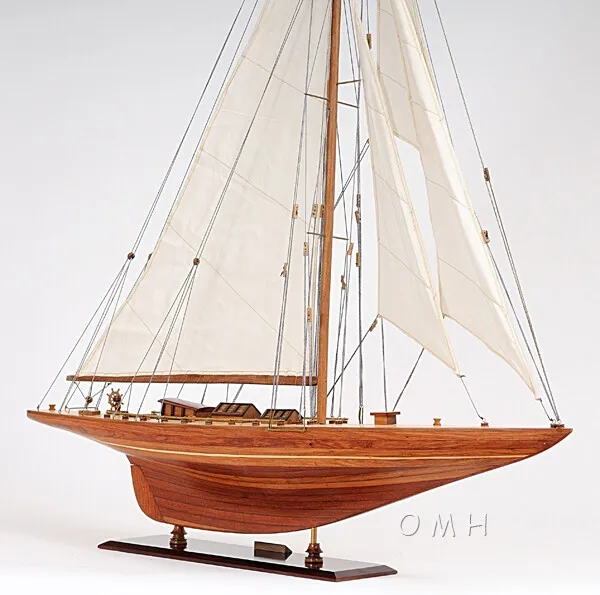 SHAMROCK MODEL YACHT 40 inch Large J-Class America's Cup Wood Sailboat Decor