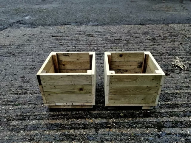 X 2 Heavy Duty Rustic Garden Planters Handmade In Devon From Treated Timber