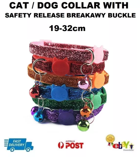 19-32cm Cat Dog Collar Pet Kitten Harness Bell Safety Release Breakaway Buckle