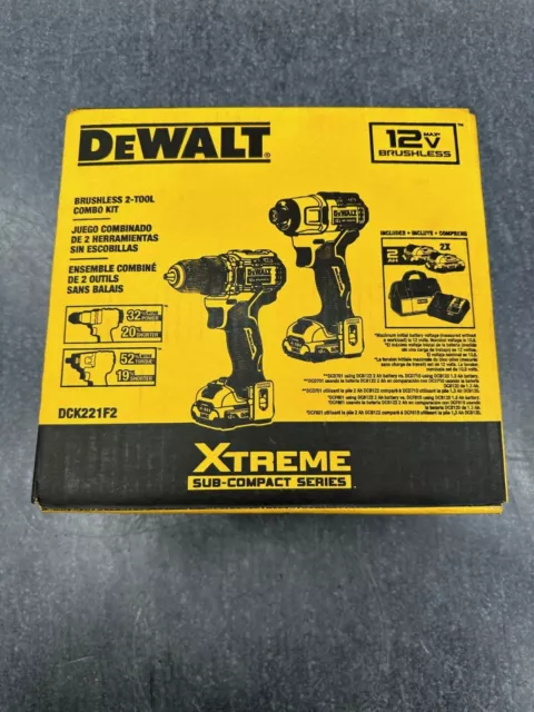 DEWALT DCK221F2 12V MAX Brushless Cordless Drill and Impact Driver Kit-Brand New