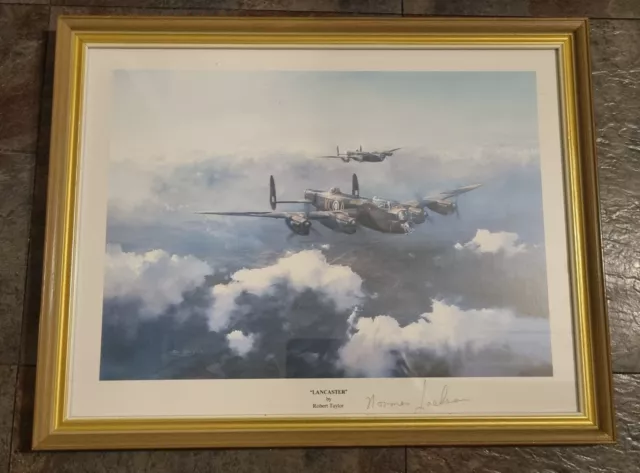 Framed Robert Taylor Print "Lancaster" Signed by Norman Jackson, Bomber Command