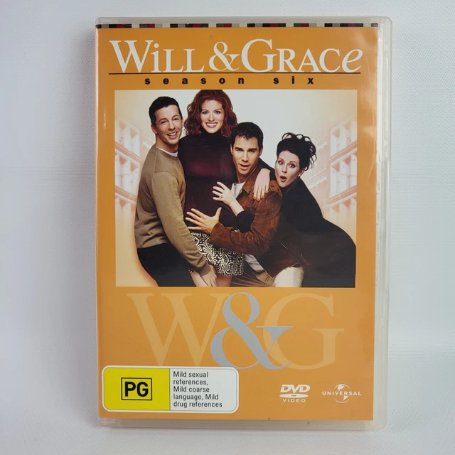 Will & Grace : Season 6 (2011 : 4 Disc DVD Set) Very Good Condition Region 4
