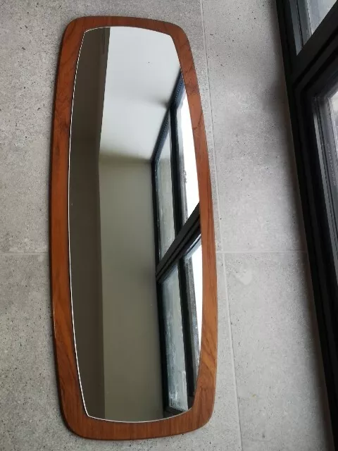 Seventies Mid Century Modern Teak Wall Mirror Danish Scandi  Style  77.5 x 29 cm