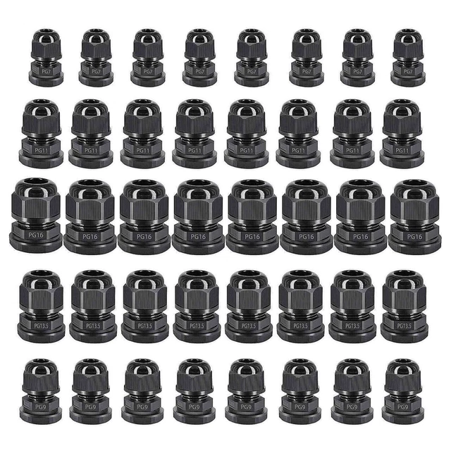 40PCS Cable Gland Waterproof Adjustable Joints with Gaskets PG7 PG9 PG11 13.5 16