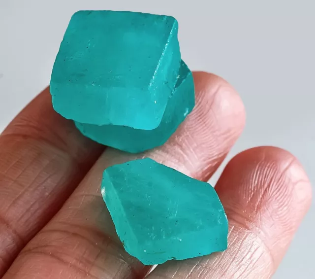 54Ct Paraiba Blue Amazonite Facet Rough Specimen Clarity Enhanced YMC300