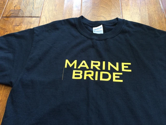 "Marine Bride" black t-shirt wedding party bachelorette party,M, medium