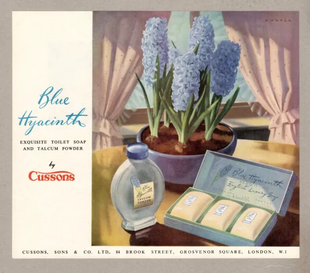 Cussons Blue Hyacinth Toilet Soap & Powder Vintage Advert 1953 9.75" x 8.25"