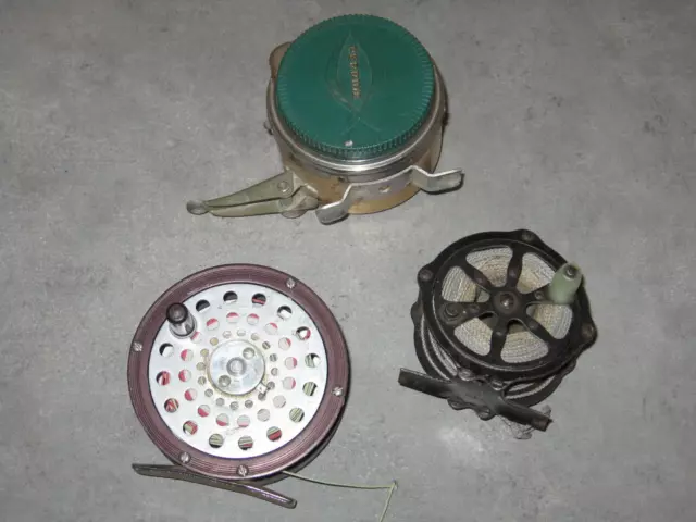 LOT 3 VINTAGE FLY Reels Martin #65 - Perrine Automatic #87 - USA