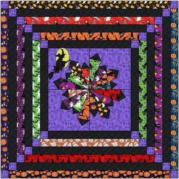 Quilt Kit Halloween Witches In Your Neighborhood Ready to Sew/Easy Applique/Lap