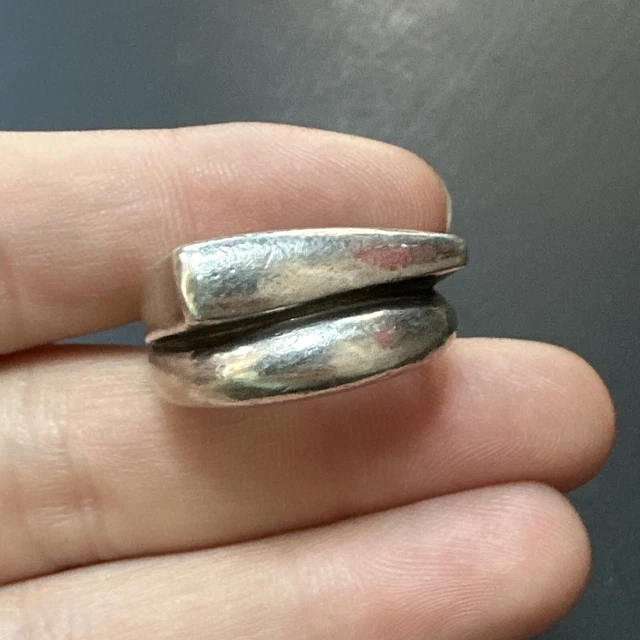 Bague Ancienne Argent Massif 925 – Style Jonc Alliance – Taille 52 – Zirconium