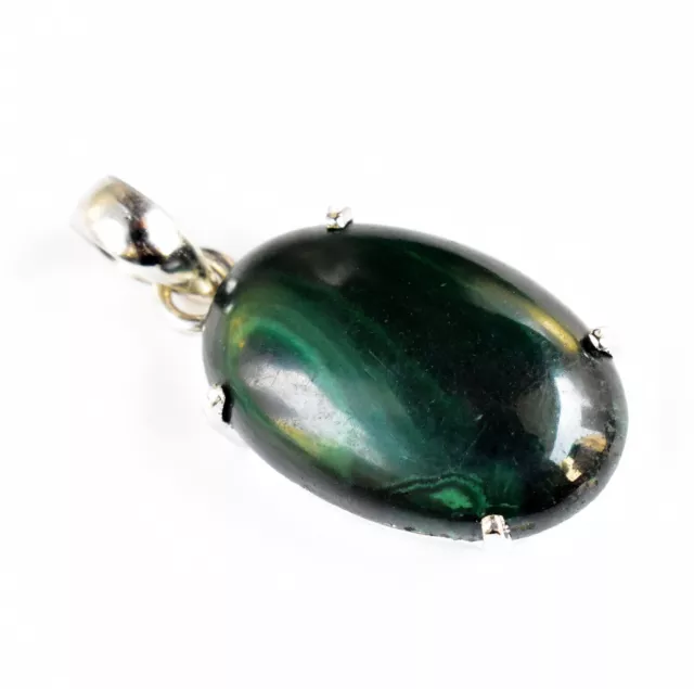 31.80 Ct Natural Green Malachite Oval Cut 925 Sterling Silver Gorgeous Pendant 3