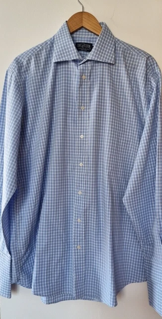 Chemise Homme Café Coton - Taille 42/16.5, Bleu Et Blanc, Col Boutonné, Occasion Très Bon état
