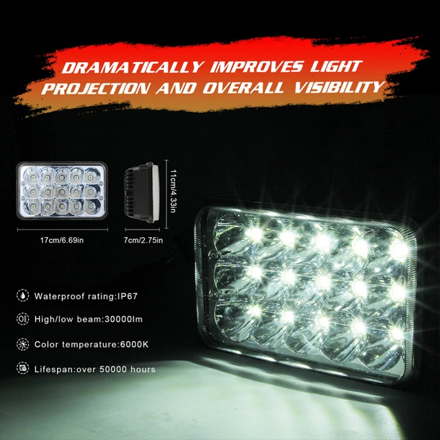1Pc 150W 4x6 Offroad LED Lichtleiste SUV LKW Lampe Flut Nebel Straßenboot