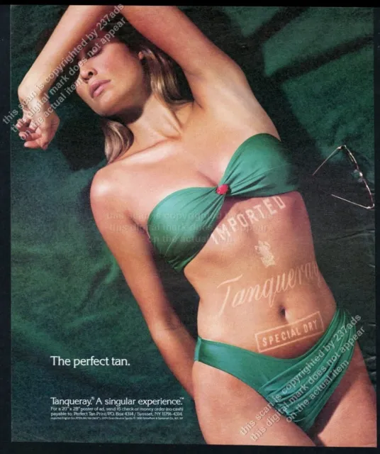 1991 sexy woman bikini photo Tanqueray Gin vintage print ad