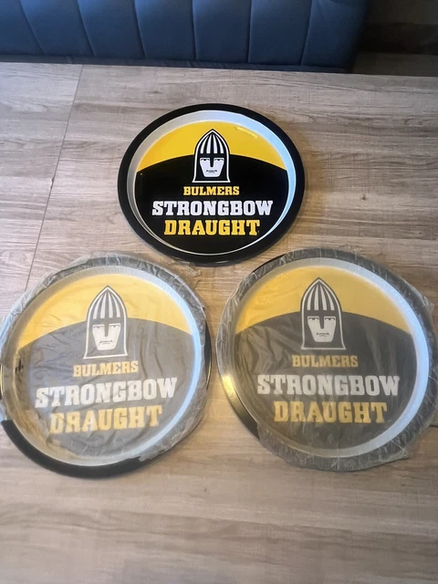 3 x Vintage Bulmers Strongbow Draught Cider New/Old Stock 1980’s Beer Trays