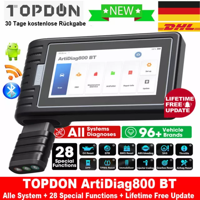 TOPDON AD800 BT KFZ OBD2 Diagnosegerät Auto Scanner ALLE SYSTEM Bluetooth WIFI