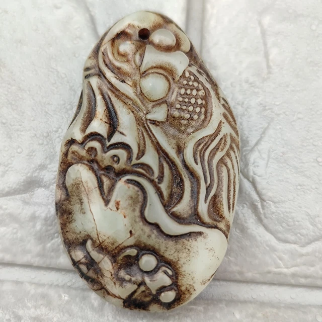 Old Chinese hand-carved natural jade pendant necklace antique collection Q-102ti