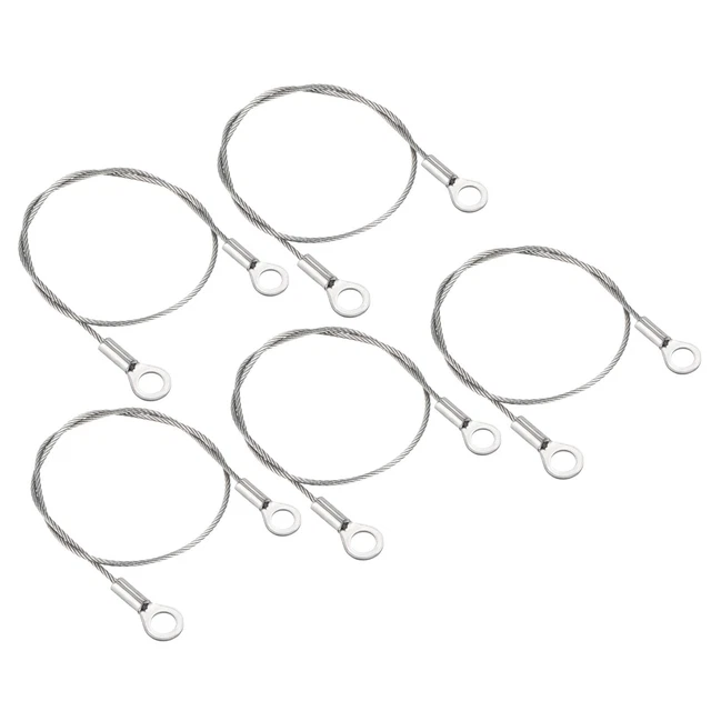 5Pcs 1.5mmx30cm Steel Security Cable 6mm ID Eyelets Ended Safety Wire Rope