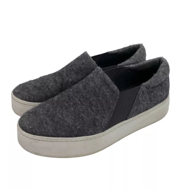 Vince Women’s Size 7.5 Blair Gray Shearling Wool Slip On Sneakers