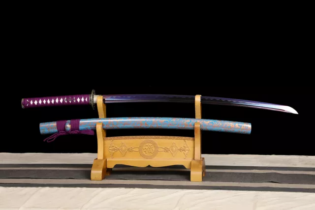 Traditional Craft Katana Carbon Steel Purple Blade Japanese Samurai Sword Sharp 3