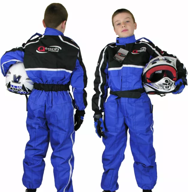 GO - Kart One Piece RACE SUIT Overalls Karting Quilted Polycotton - BLUE