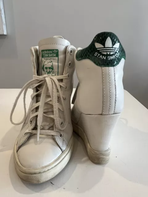 Adidas Womens Size 6 Stan Smith Up Wedge Sneakers Shoes White Green