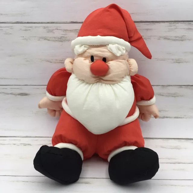 1990 Prestige Toy Corp Santa Nylon Plush Stuffed Christmas 9"