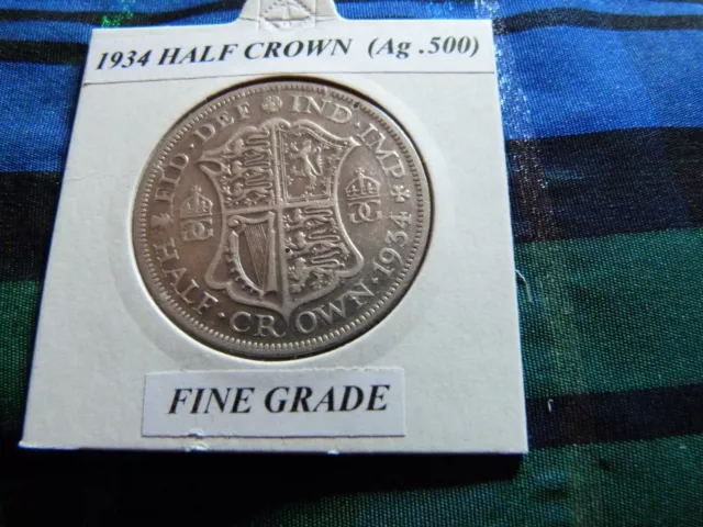 FINE? 1934 HALF CROWN  (Silver .500)  George V pre 1947