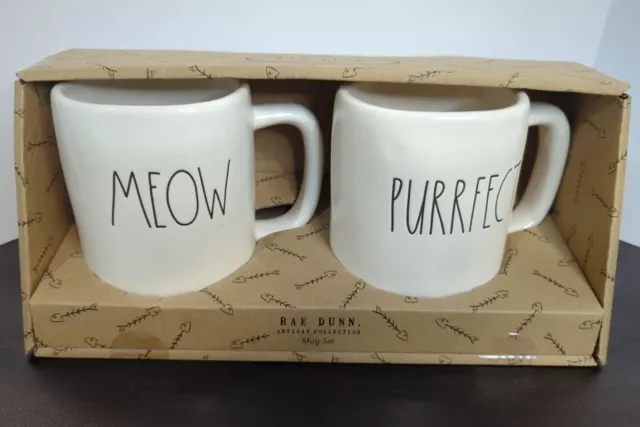 RAE DUNN Mug SET get two!  MEOW & PURRFECT