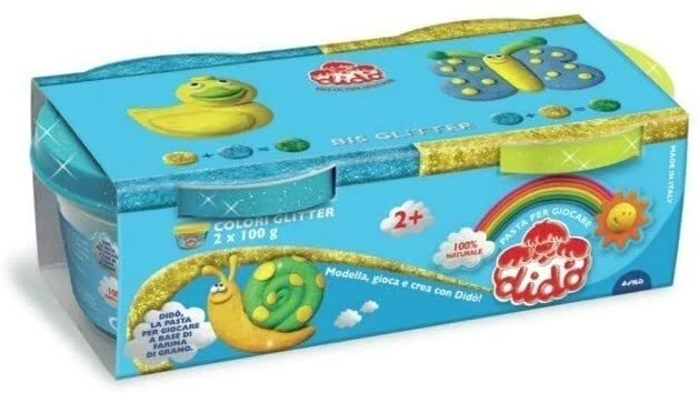 Didò- Pasta modellabile glitterata ( giallo - azzurro)