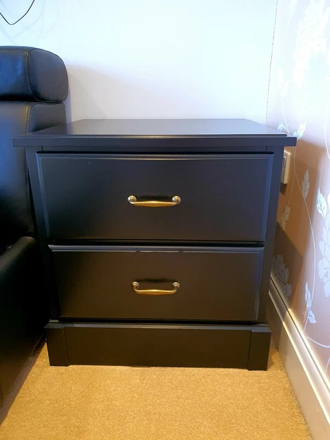 IKEA UNDREDAL BEDSIDE Table with 2 Drawers Jet Black M 45.00