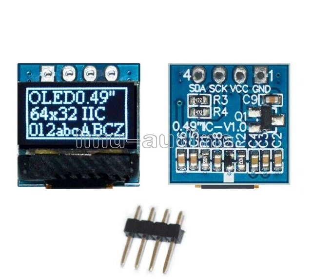 White 0.49"" OLED SSD1306 64x32 I2C IIC Display Screen Module For Arduino