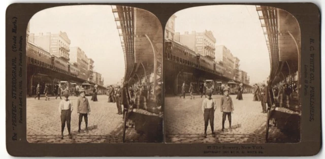 Stereo-Fotografie Ansicht H. C. White Co., Ansicht New York, NY, The Bowery, Ho