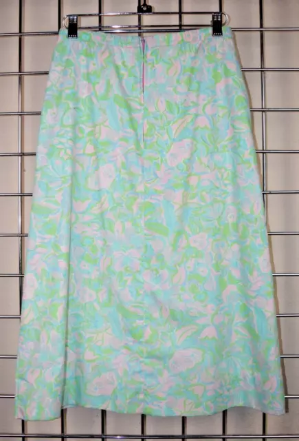 Lilly Pulitzer Skirt VTG 60s Pale Pink Green Blue Ribbon Trim Pockets Sz S/M 2