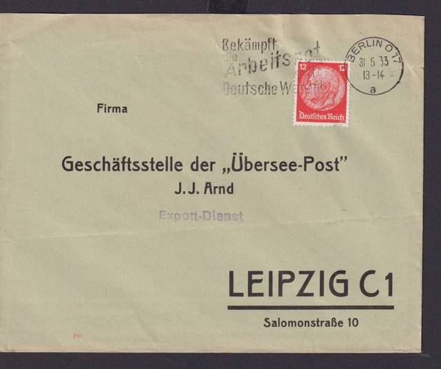 GERMAN REICH THIRD Reich Letters SST Fights Work Shortage Buys Germans ...
