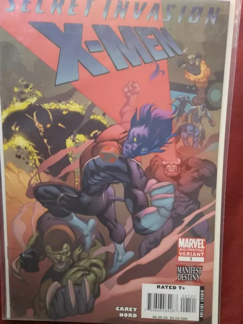 Secret Invasion X-Men #1,  Variant Nightcrawler Cover. Marvel Comics: (Vf-Nm)