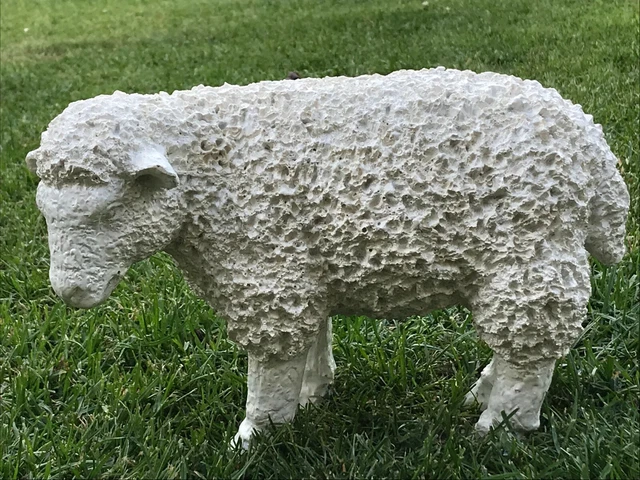 Standing Sheep Figure, Lamb Garden Statue, Farm Animal Resin Patio Lawn Ornament