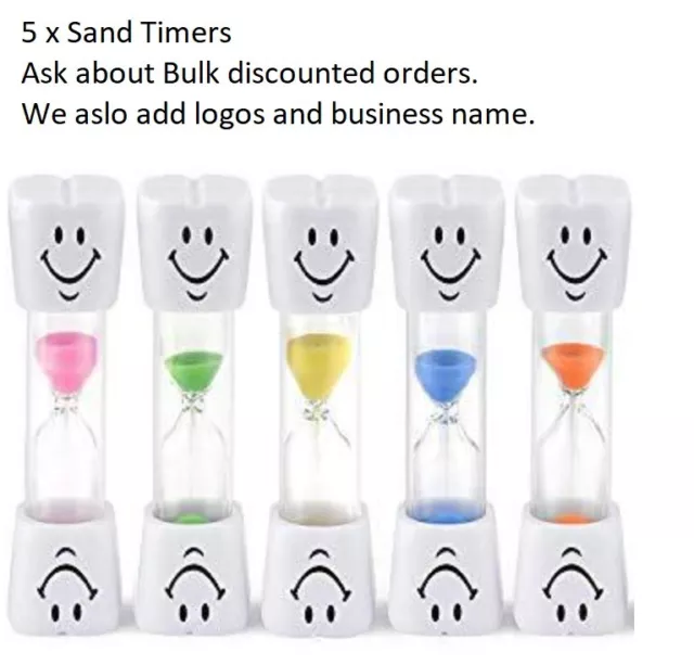 5 x 2 Minute Sand Timer Colorful Smiley Hourglass Timers Kids Dental Brushing US