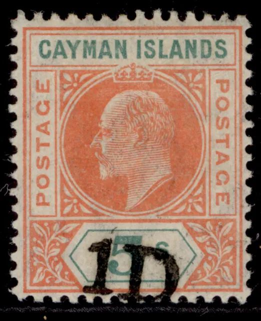 CAYMAN ISLANDS EDVII SG19, 1d on 5s salmon & green, M MINT. Cat £275.