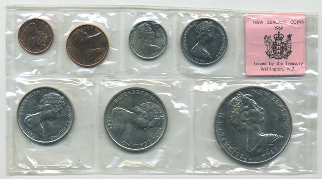 1969 New Zealand 7 Coin Souvenir Coin Set